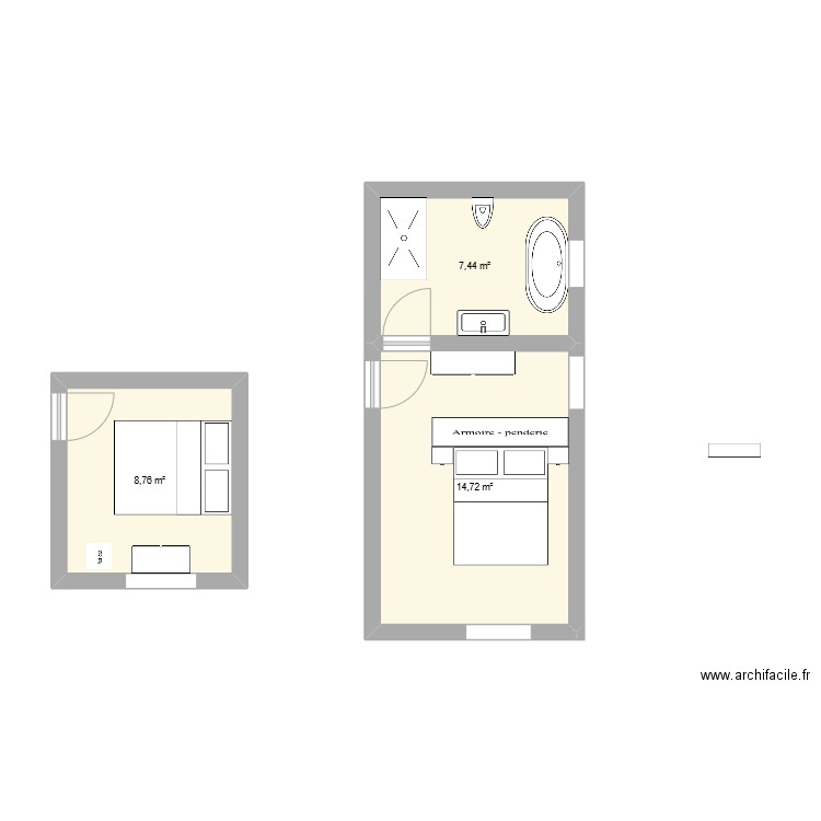 Crêt-du-Locle. Plan de 3 pièces et 31 m2