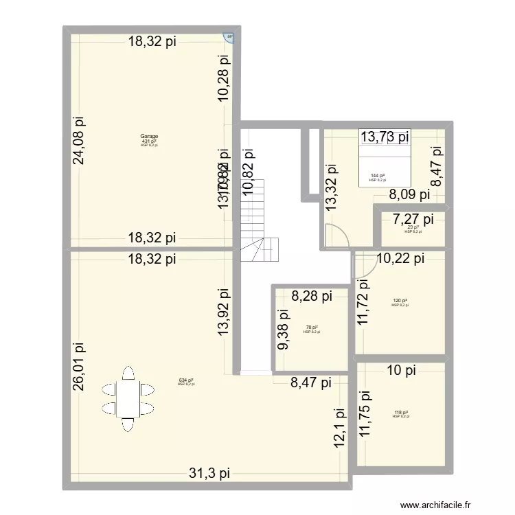 Plan 2 Projet Clef du Pimbina Rez de jardins. Plan de 7  et 144 m²