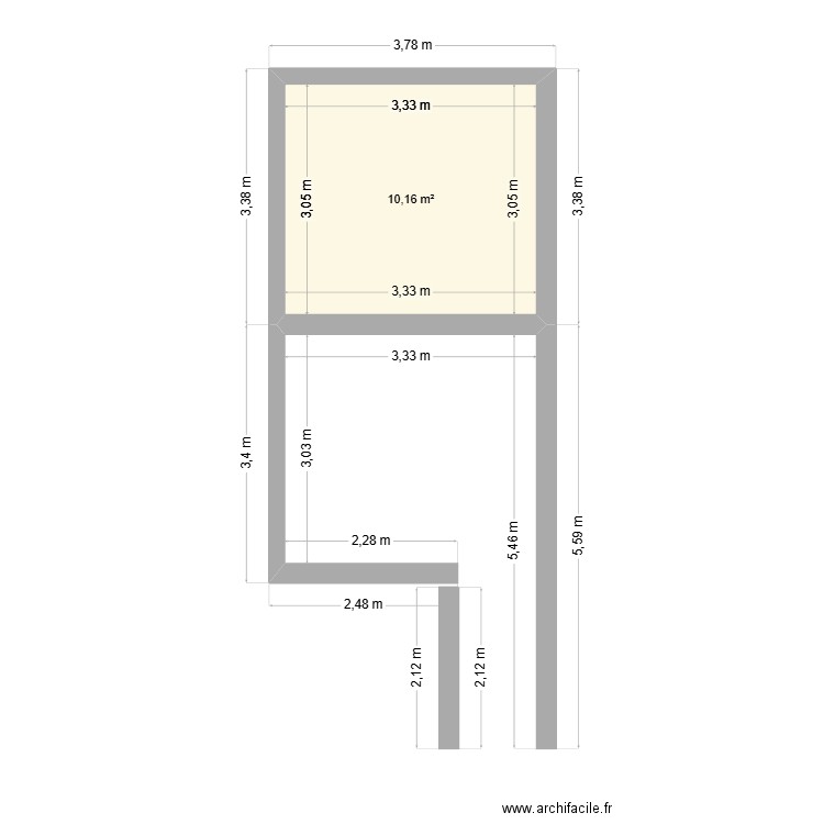 chambre 2eme étage. Plan de 1 pièce et 10 m2