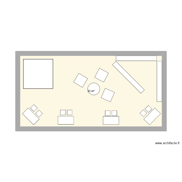 stand santé. Plan de 1 pièce et 32 m2