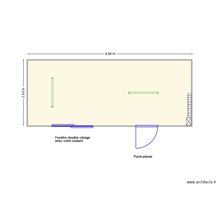 V499 + P.fourches. Plan de 1 pièce et 14 m2