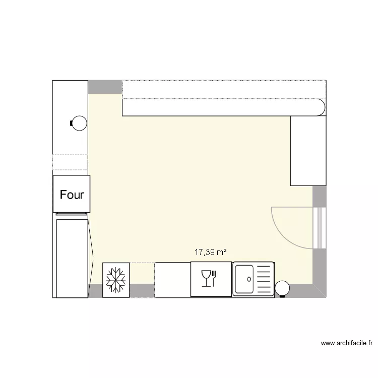 projet. Plan de 1 pièce et 17 m²