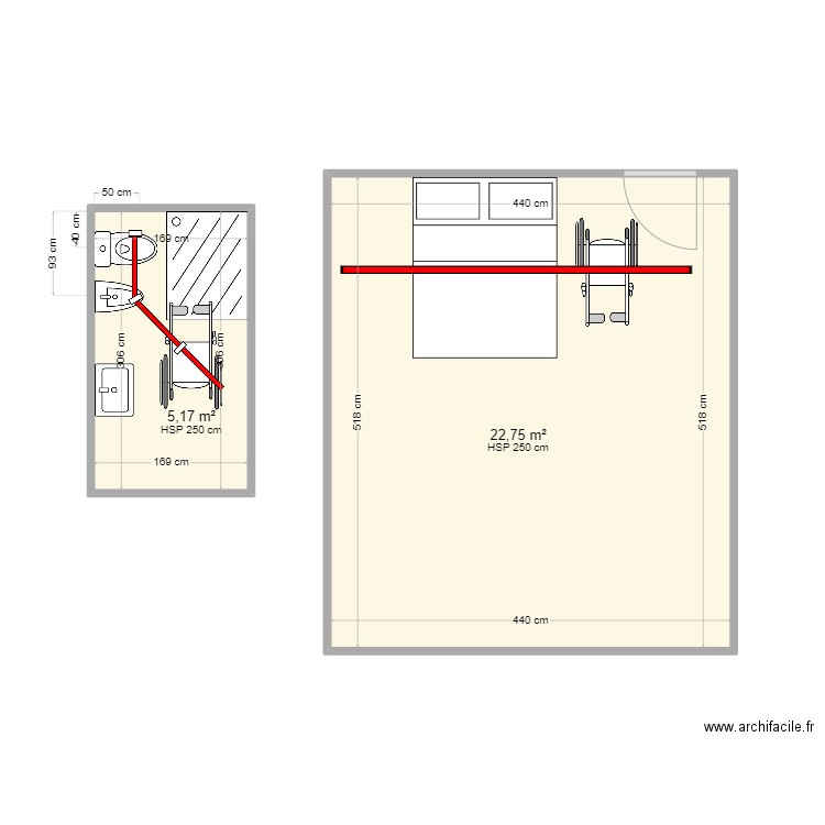 VIDAL. Plan de 2 pièces et 28 m2