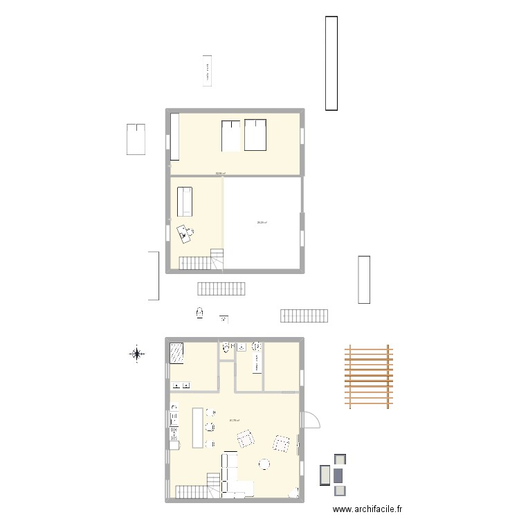 GRANGE 4. Plan de 3 pièces et 164 m2