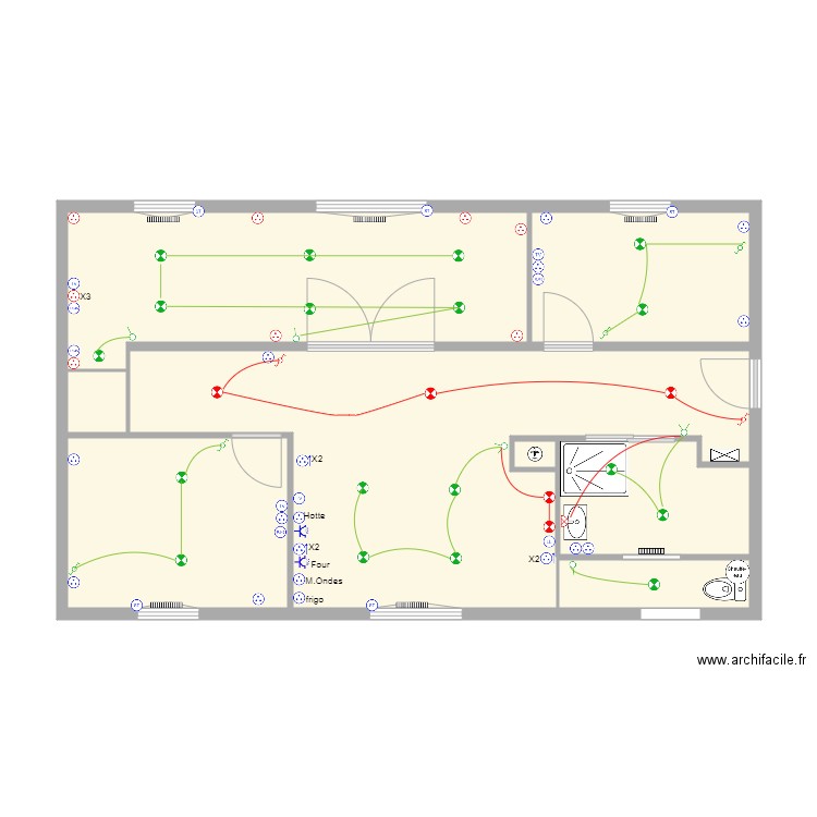 BLANCHARD. Plan de 8 pièces et 68 m2