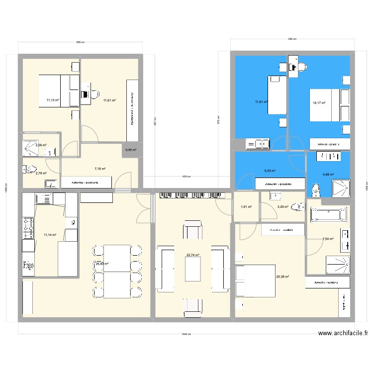 CVP PP - R. des Fleurs 7. Plan de 19 pièces et 167 m2