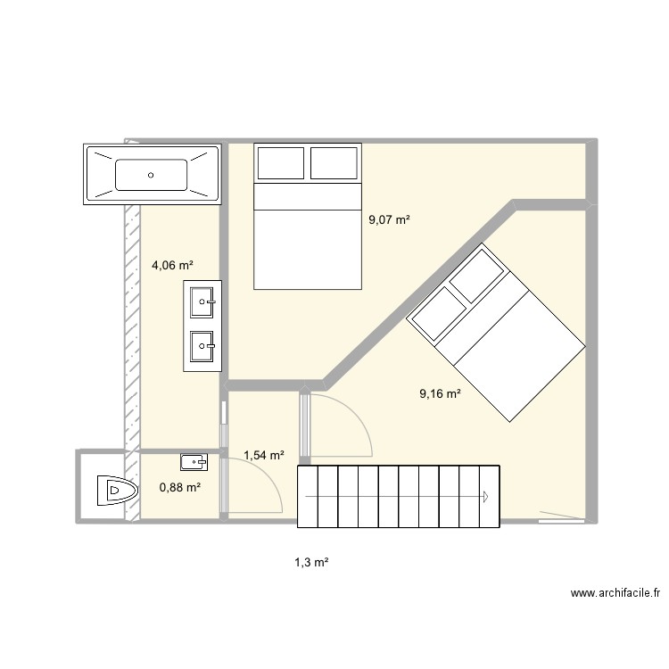 Plan numéro 2. Plan de 6 pièces et 26 m2