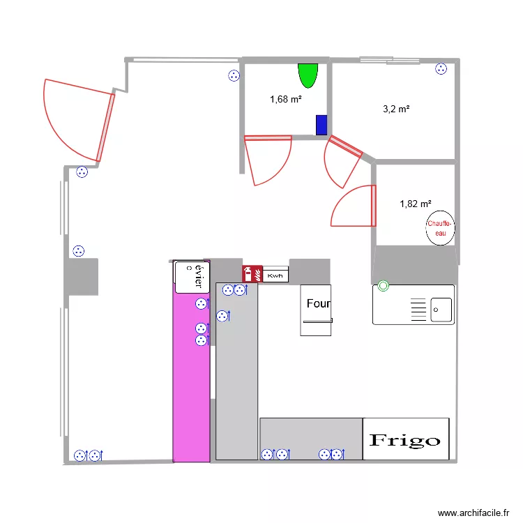 papaye. Plan de 3  et 7 m²