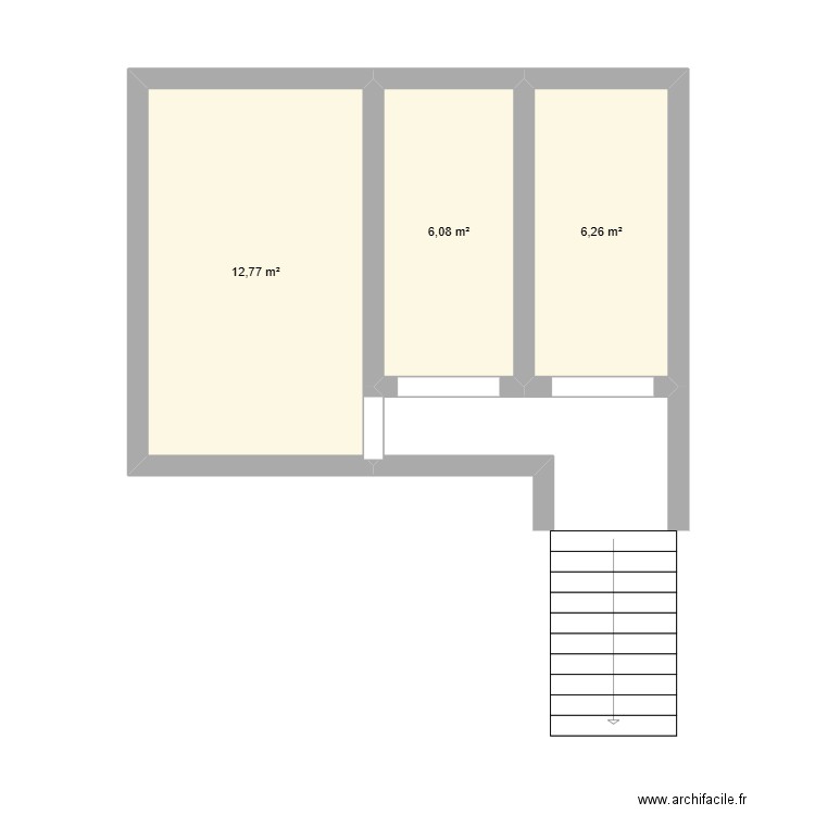 cave. Plan de 3 pièces et 25 m2