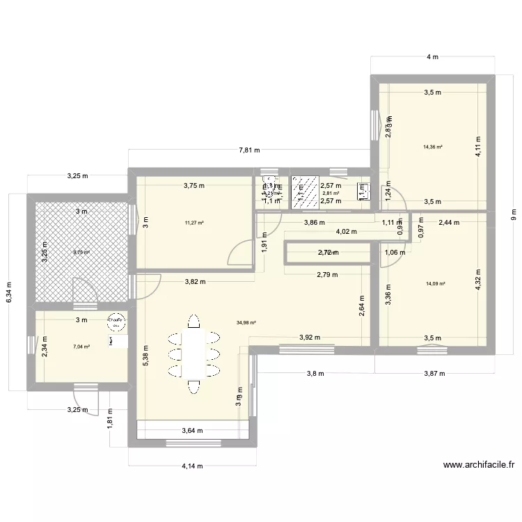 Cormier3. Plan de 9  et 97 m²