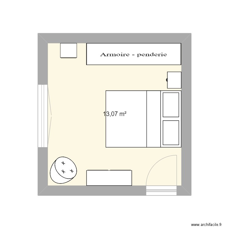 CHAMBRE 2 MARC. Plan de 1 pièce et 13 m2