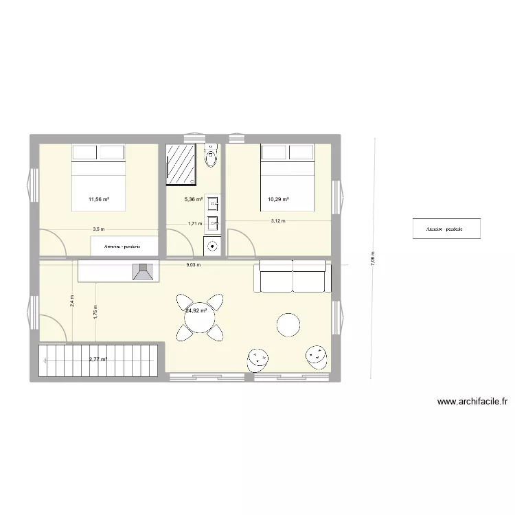 studio maison V4. Plan de 5  et 55 m²