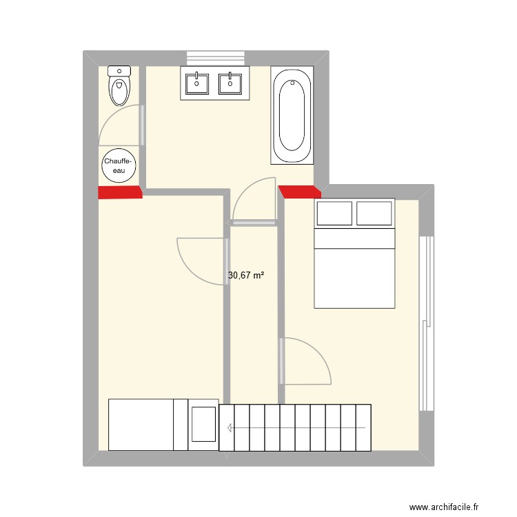 Menucourt Annexe R+1. Plan de 1 pièce et 31 m2