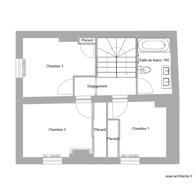 Morel niv 2. Plan de 13  et 44 m²