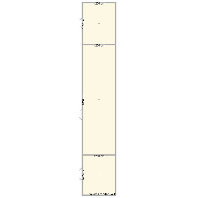 CDB. Plan de 3 pièces et 832 m2