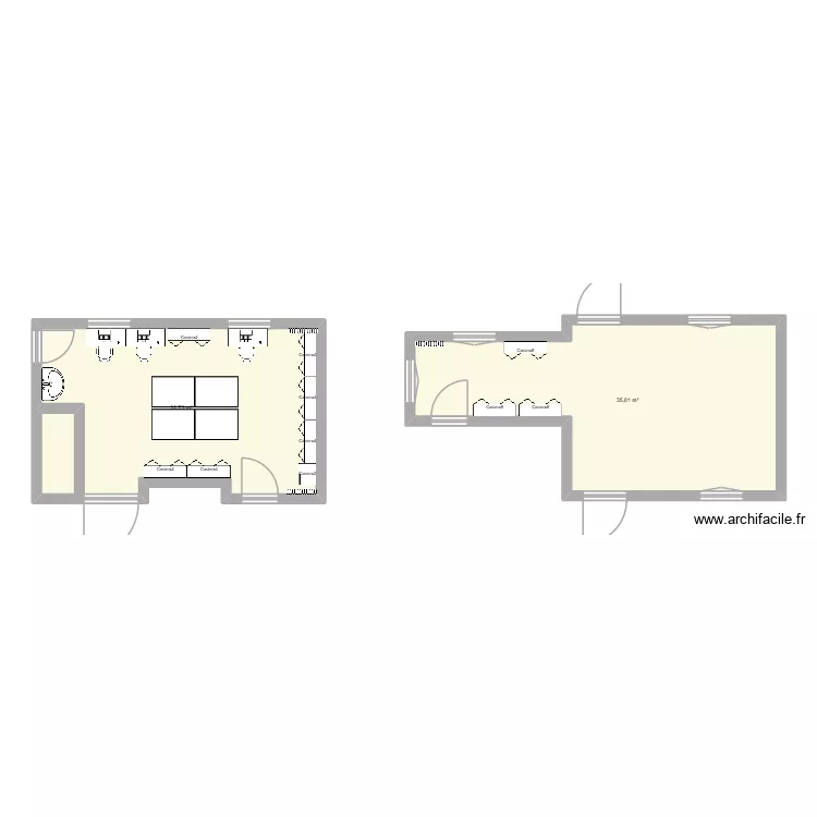 SAJ. Plan de 2  et 68 m²