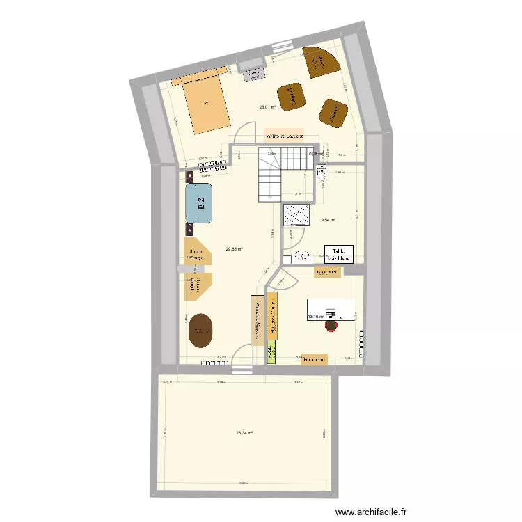 Etage_v1. Plan de 11  et 120 m²