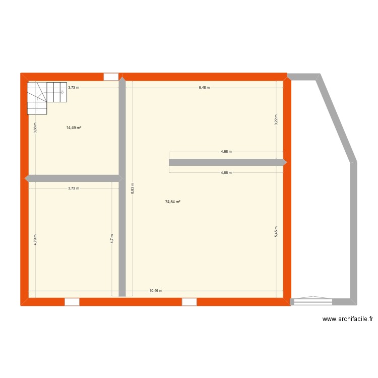 jb et faustine. Plan de 2 pièces et 89 m2