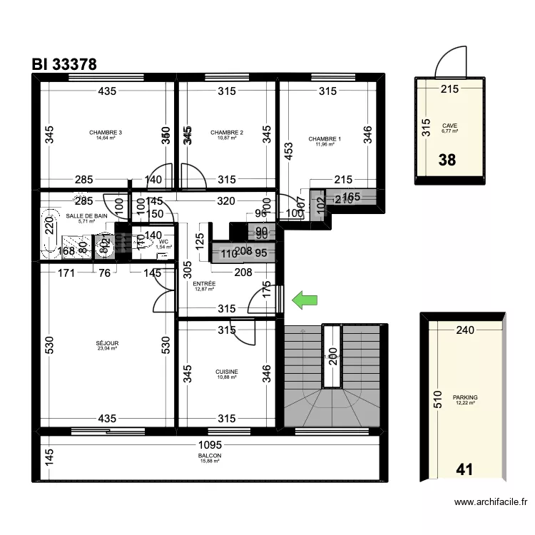BI 33378. Plan de 16  et 130 m²