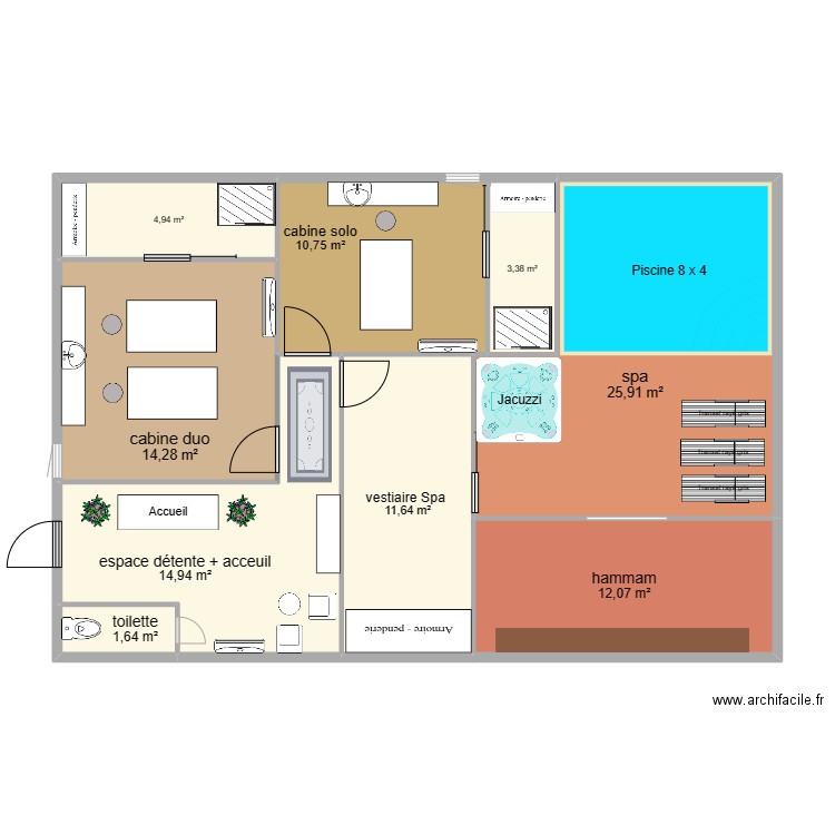 plan d'un spa. Plan de 0 pièce et 0 m2