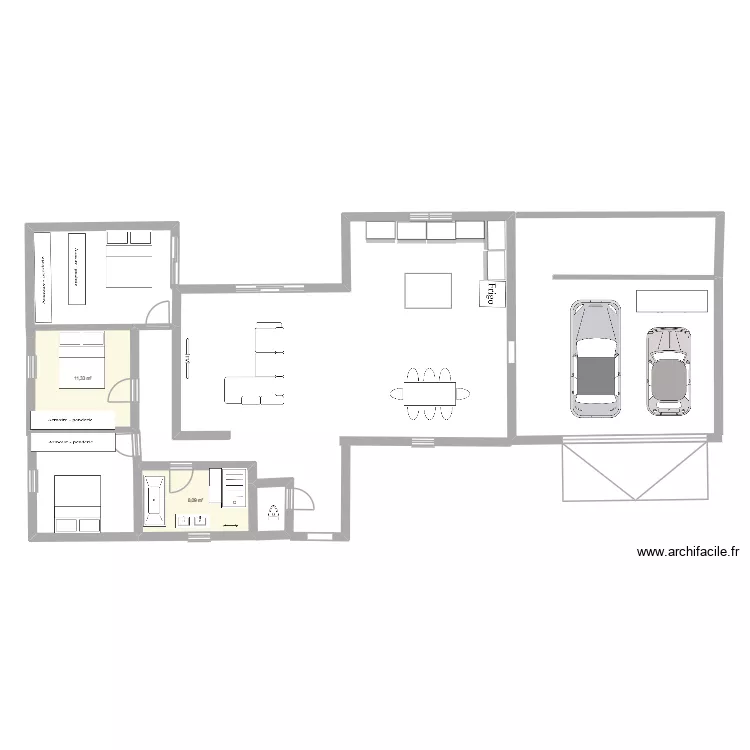 PROJET 1 ROMUNE. Plan de 2 pièces et 19 m²
