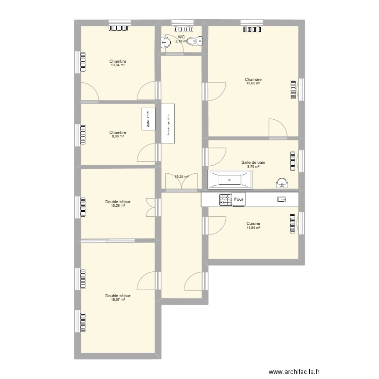 PLAN. Plan de 9 pièces et 108 m2