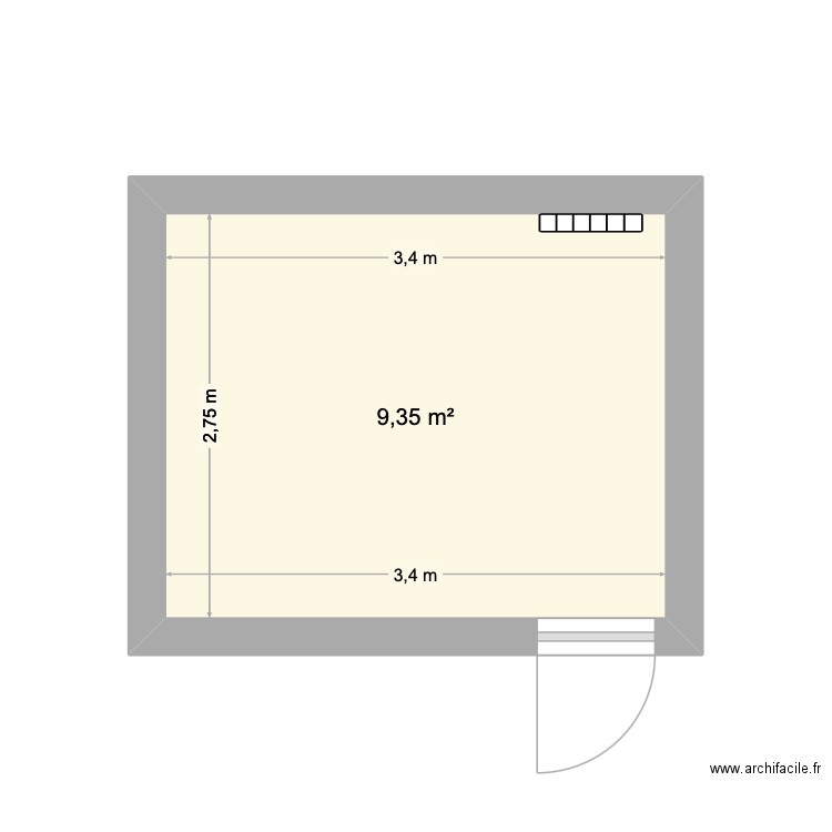 chambre 3 - Bas. Plan de 1 pièce et 9 m2