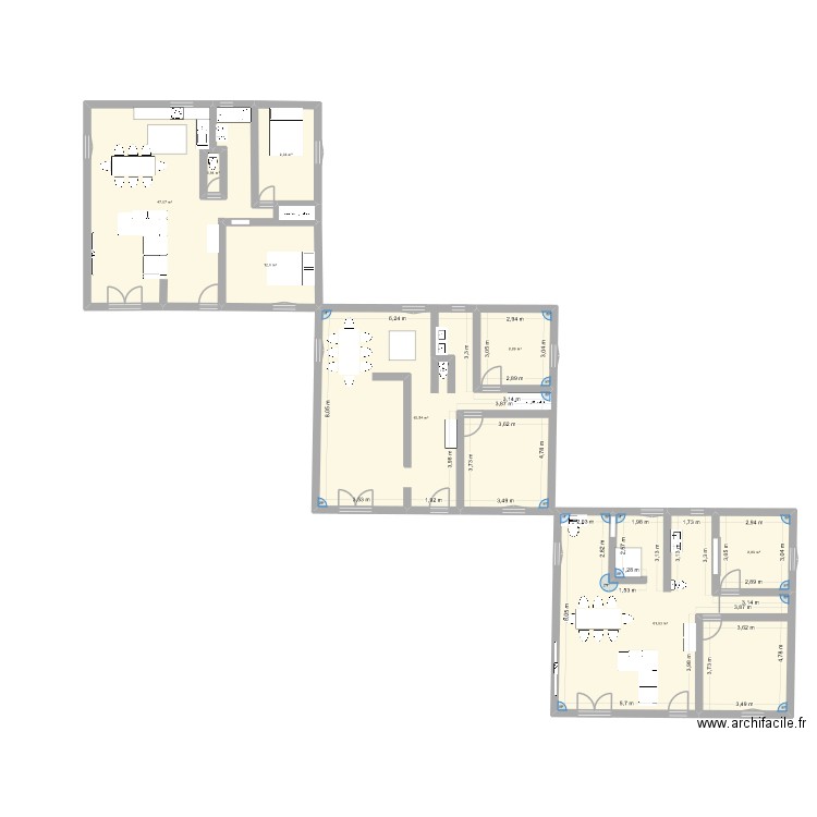 maison essai. Plan de 8 pièces et 212 m2