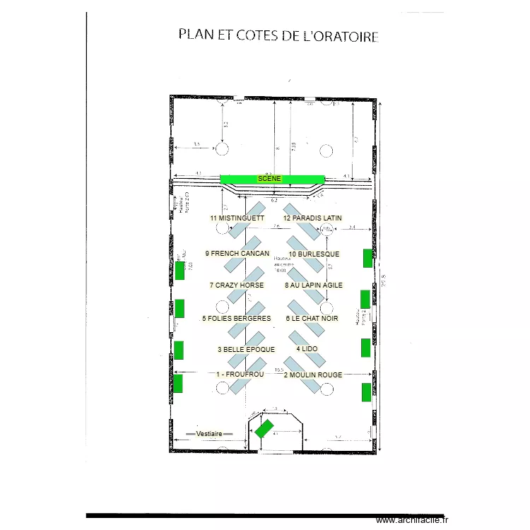 Salle de l'oratoire. Plan de 