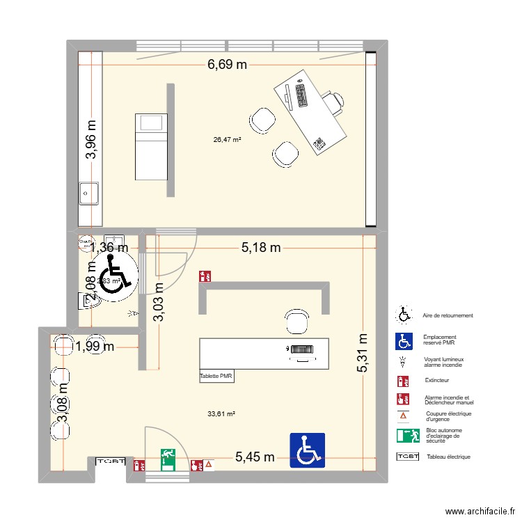 lot 22 docteur gyre accessibilité. Plan de 3 pièces et 63 m2