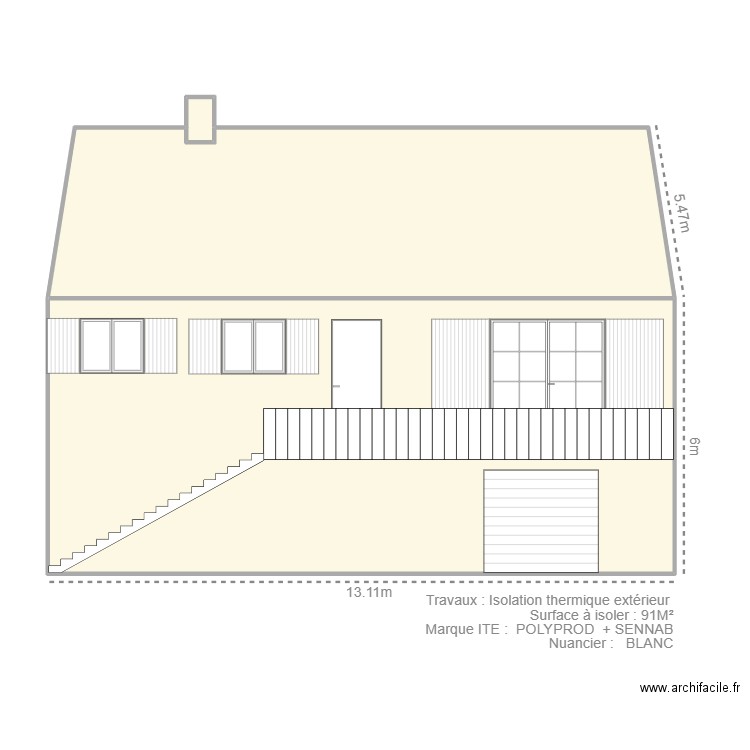 Langlois Huguette - ITE. Plan de 3 pièces et 120 m2