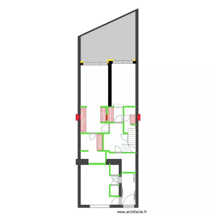 BAUCQ 77 Rez de Jardin ZONES avec PRIMER. Plan de 10 Pièces et 97 m²