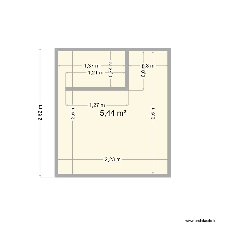 Plan 2 SdB Marie. Plan de 1 pièce et 5 m2