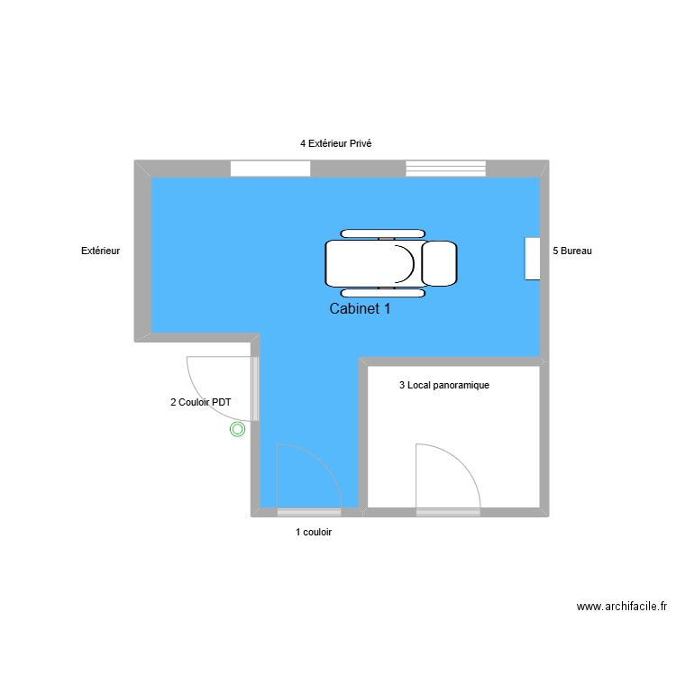 30025 Cabinet 1. Plan de 2 pièces et 17 m2