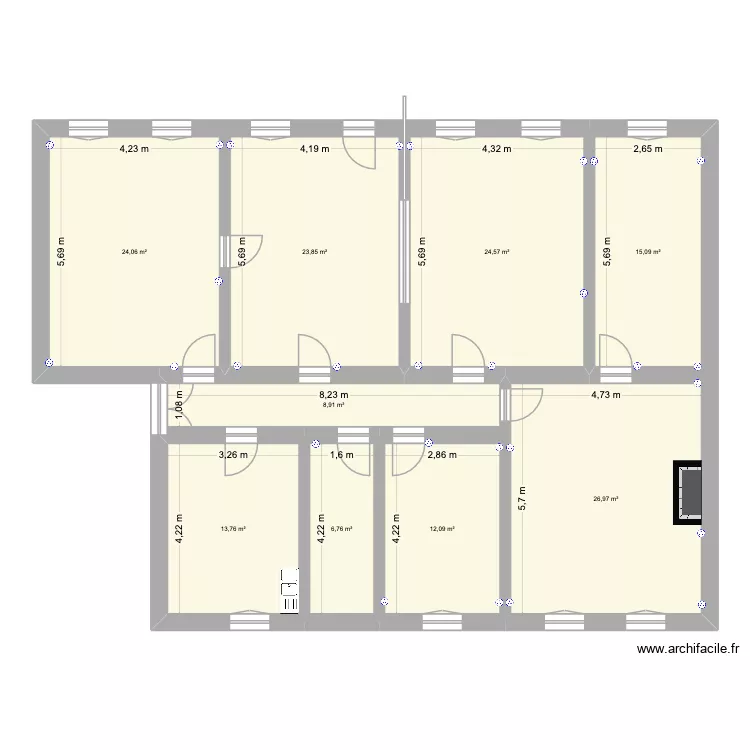 rte plappe. Plan de 9  et 156 m²
