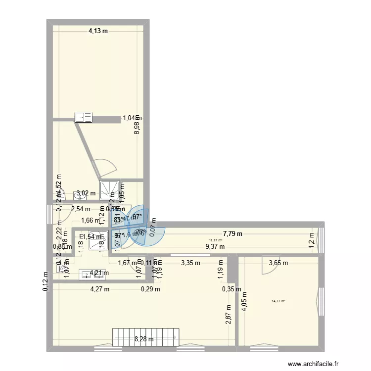appart 1er gauche extension. Plan de 5 pièces et 99 m²