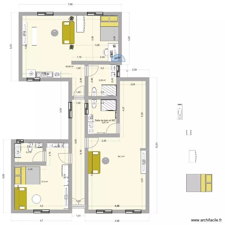 Appartement Escale. Plan de 6 et 108 m² Appartement Escale. Plan de 6 et 108 m²