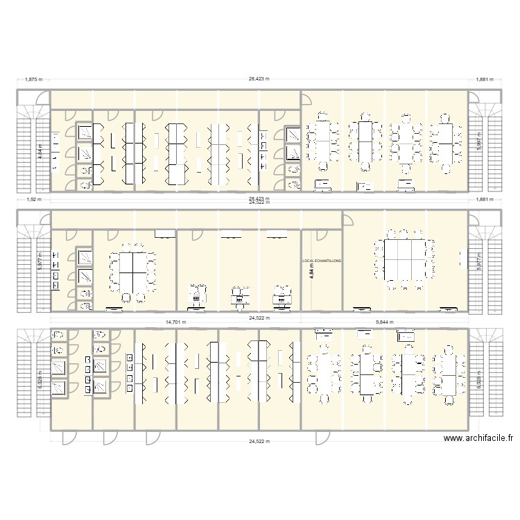 PBC CHANTIER CHATEAUNEUF-SUR-ISERE. Plan de 62 pièces et 423 m2