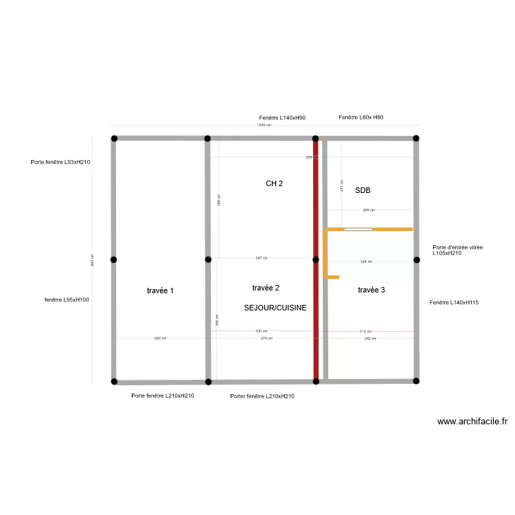 modification implantation pieux et poteaux intérieurs. Plan de modification implantation pieux et poteaux intérieurs. Plan de