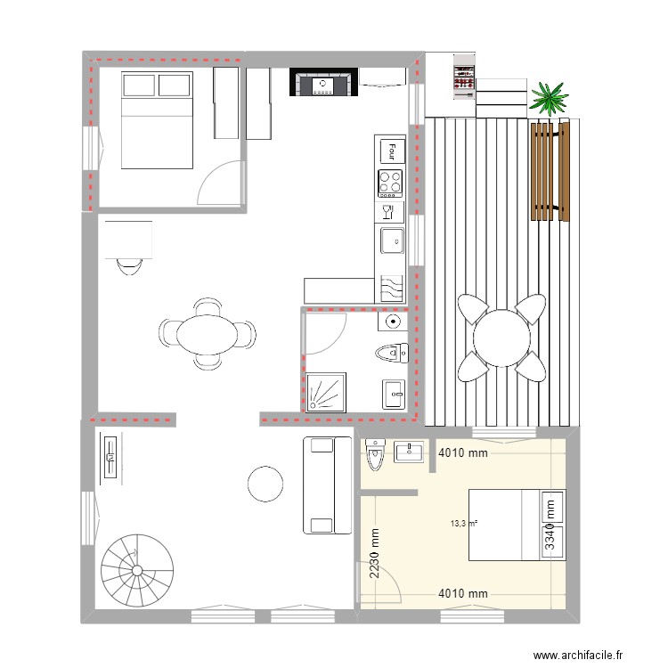  castellane version 3. Plan de 1 pièce et 13 m2