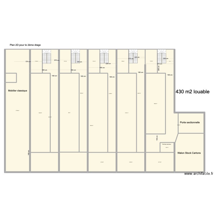 Plan self 2ème étage. Plan de 20 pièces et 865 m2