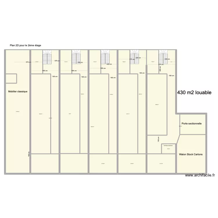 Plan self 2&egrave;me &eacute;tage. Plan de 