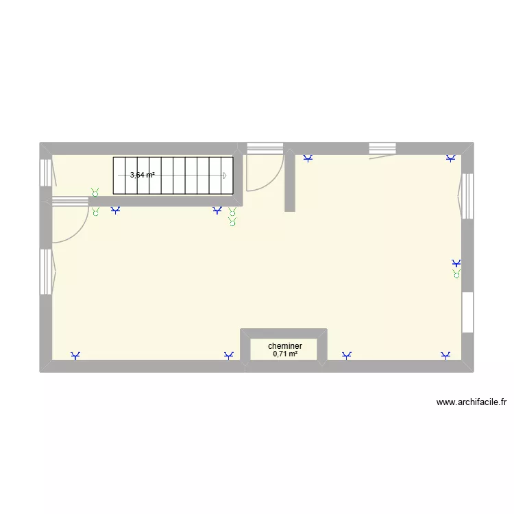 red chau. Plan de 3  et 38 m²