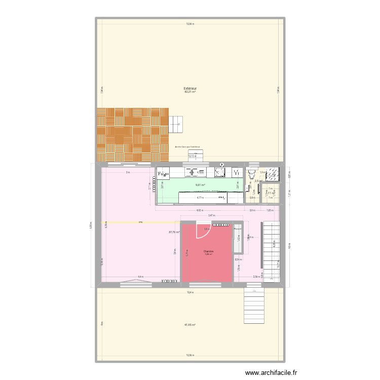 RDC - Plan Big cuisine - Sdb en L meuble. Plan de 0 pièce et 0 m2