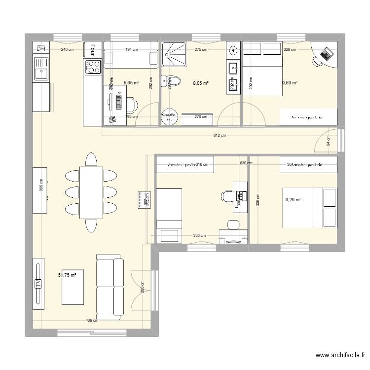 maison nouan avec une piece en plus. Plan de 5 pièces et 84 m2
