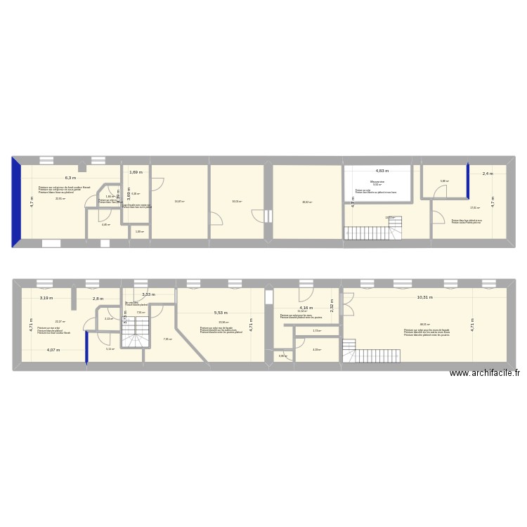 Timbaud-Peinture. Plan de 23 pièces et 273 m2