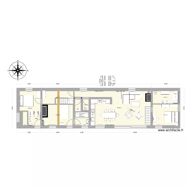 La Frette avec travaux. Plan de 8  et 105 m²