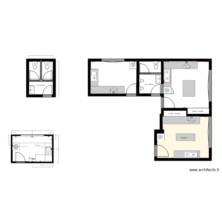 RESTAURANT KIMIHURURA. Plan de 15 pièces et 72 m2