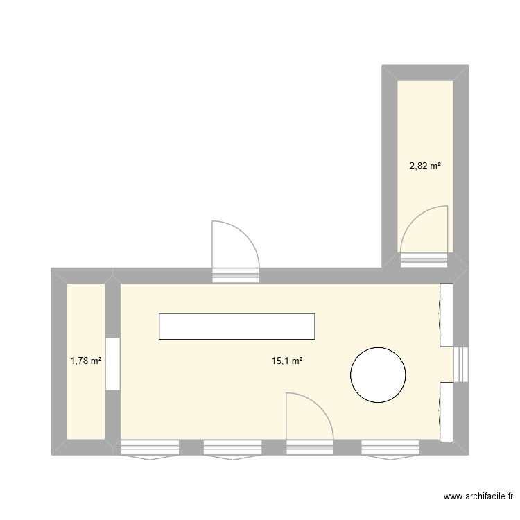 Magasin fromagerie. Plan de 3 pièces et 20 m2