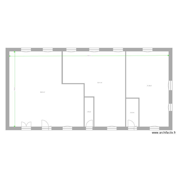 DUBOUCHET. Plan de 5 pièces et 213 m2